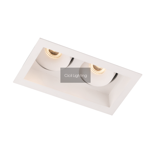 FORD 38 – Rechthoekige LED Inbouwspot 2x8W Dim-to-Warm (Zwart/Wit)