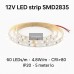 12V LED strip SMD2835 – 60 LEDs/m – 4.8W/m – CRI>80 – IP20 – 5 meter rol