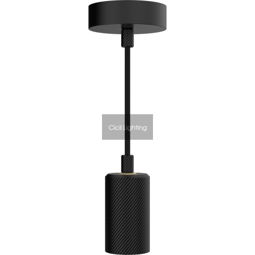 Pendelset ALIX WAVE Zwart – E27 – 1 meter – Textielkabel Zwart